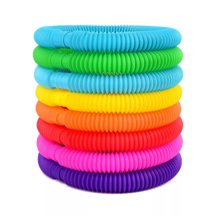 Colorful Circle Folding Plastic Pop Tube Coil Funny Toys