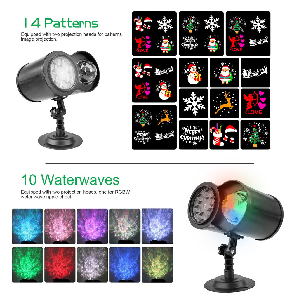 Double Tube Water Wave LED Projector Light