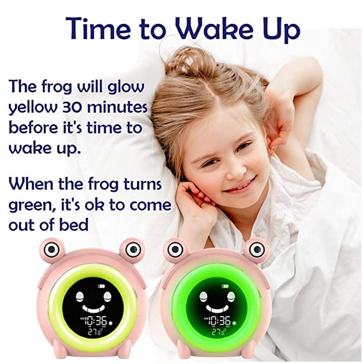 Hot Sale Frog-shaped Cartoon LCD Alarm Clock, Children's Sleep Desk Clock with USB Charging Night Light